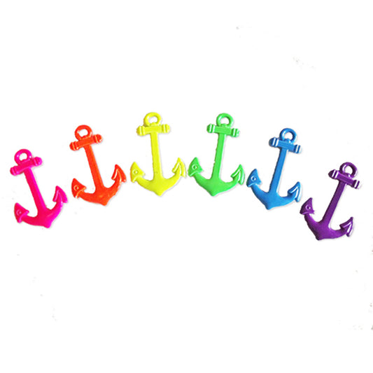 Large anchor neon coated metal charm, CHOOSE COLOUR!