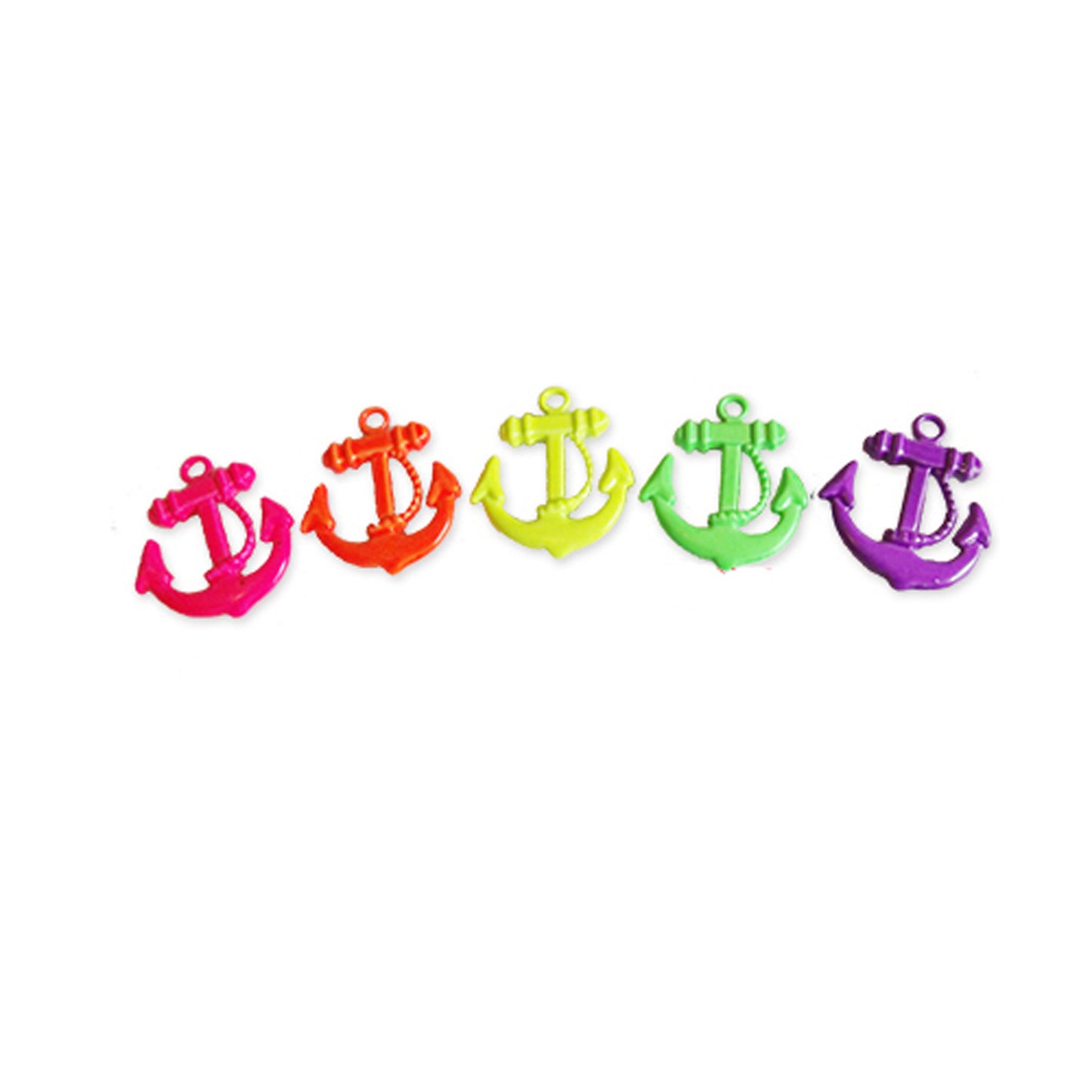 Anchor and chain neon coated metal charm, CHOOSE COLOUR!