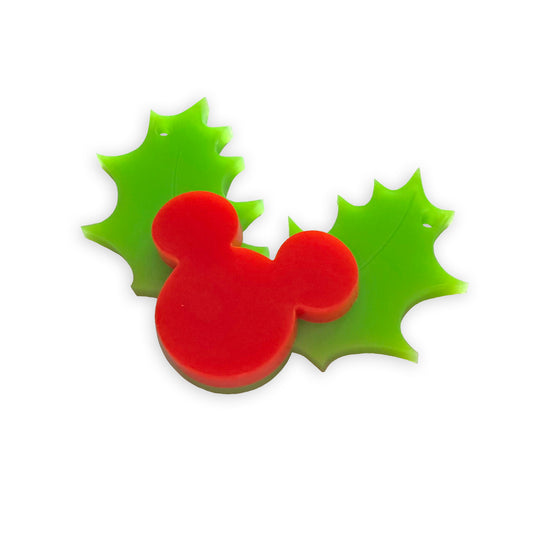 Mickey Disney holly laser cut charm Christmas