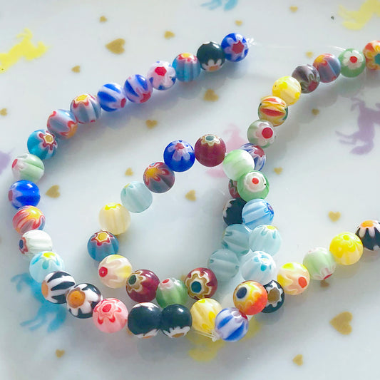 Millefiori glass beads string