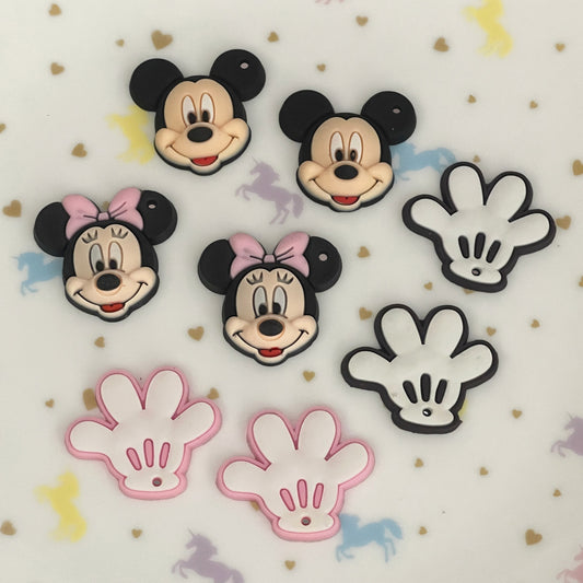 8pcs Minnie & Mickey PVC charms