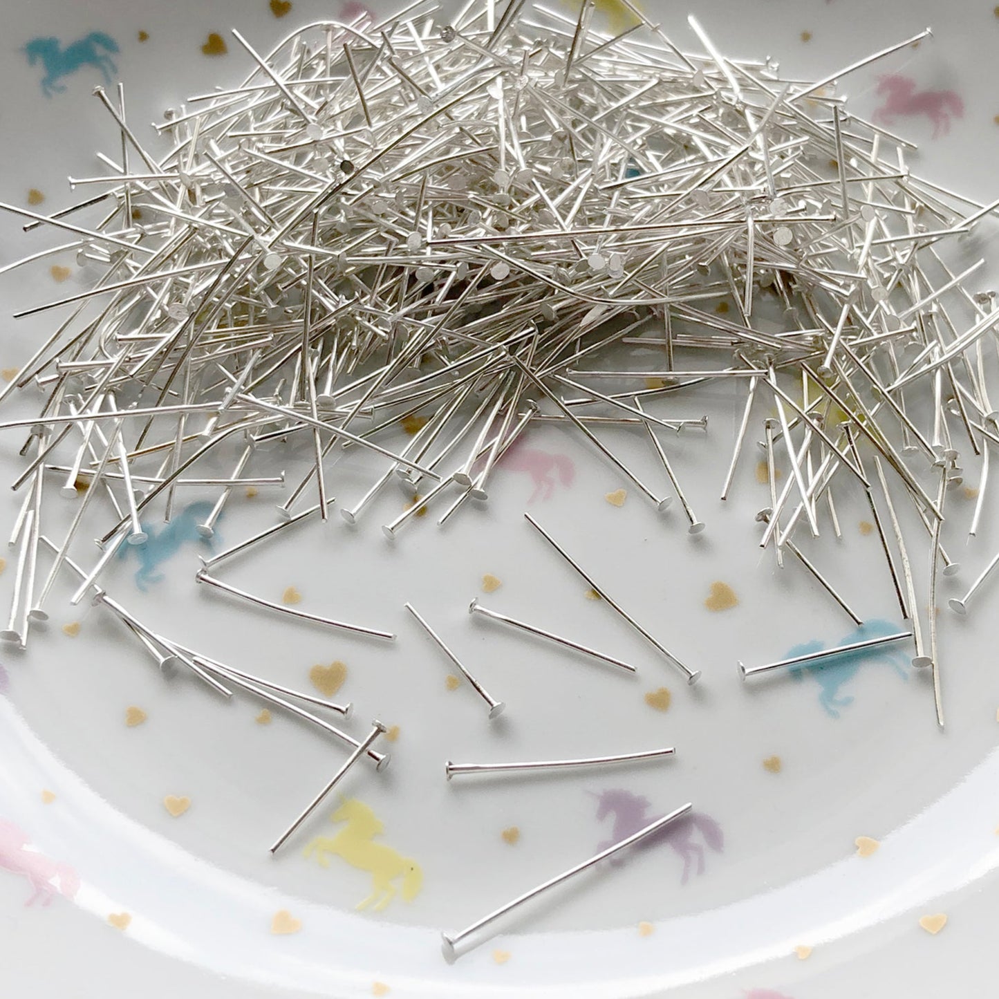 100 Mix size silver colour head pins