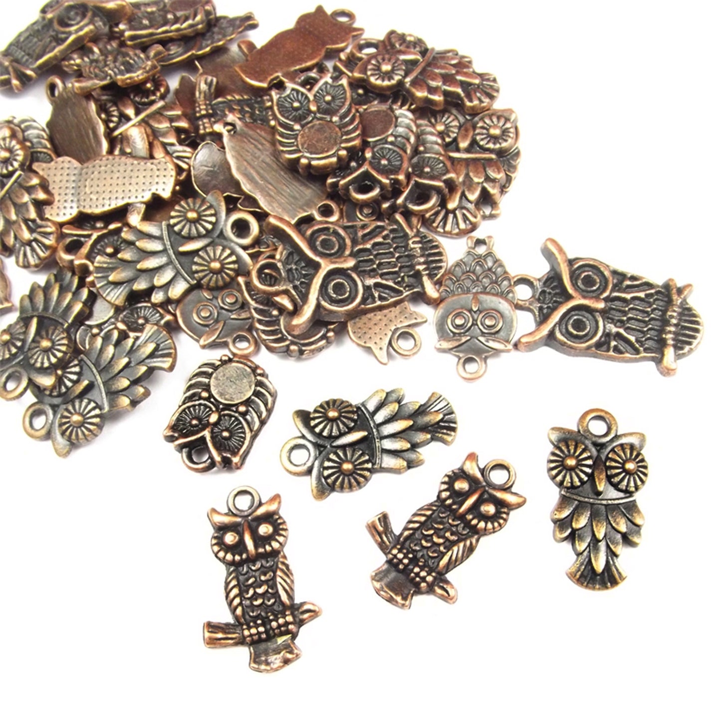 10 mixed antique copper owl charms