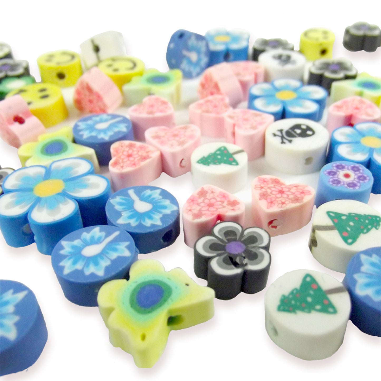 50 polymer clay mixed design beads