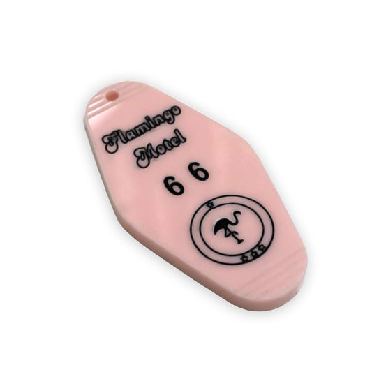 Flamingo motel keychain laser cut charm