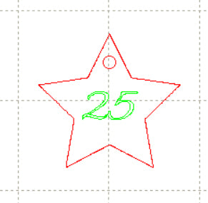 *NB*C* 1 x Star engraved, 15mm