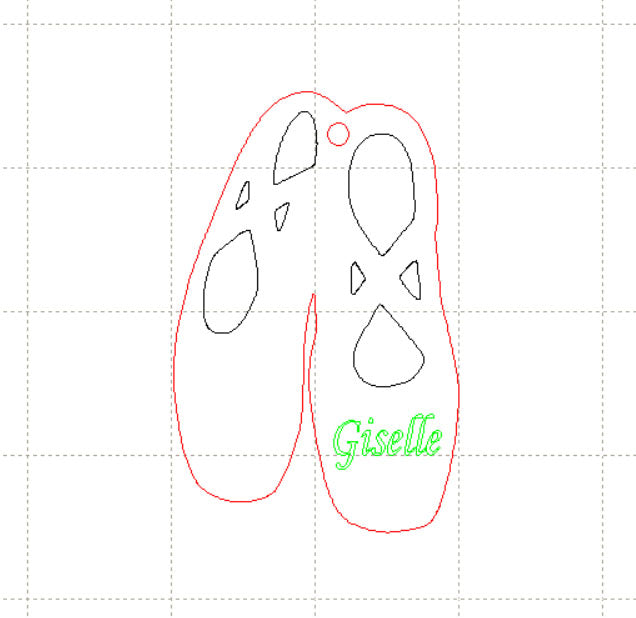 *NB*C* Ballet shoe charm engraved name, 3cm