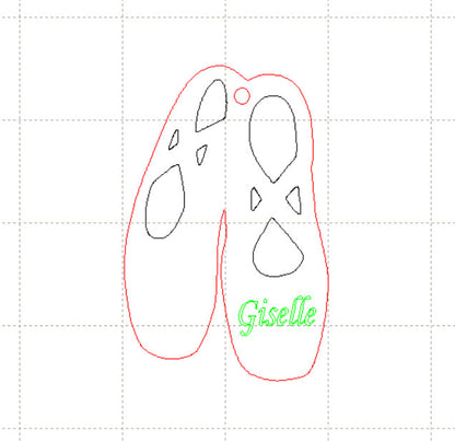 *NB*C* Ballet shoe charm engraved name, 3cm