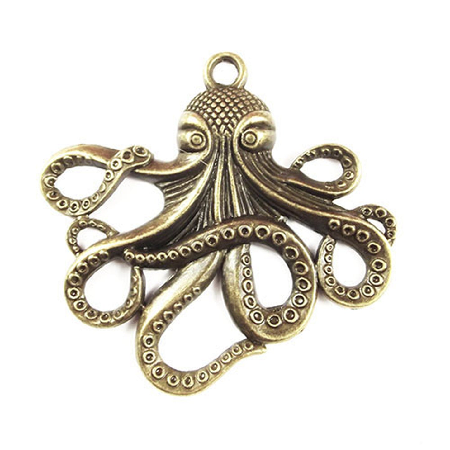 2 Large Octopus Cthulhu charm, antique bronze