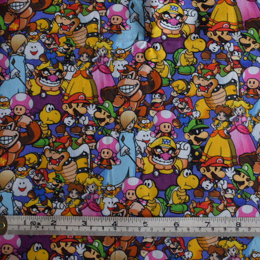 Large offcut (100cm x 50cm) Nintendo characters fabric