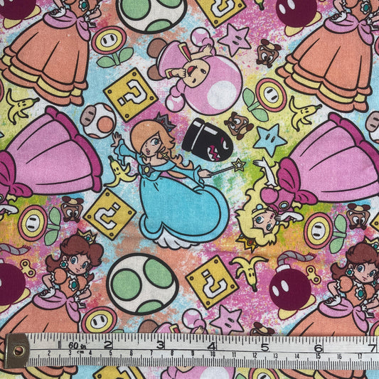 Nintendo Princess pastel 100% cotton fabric