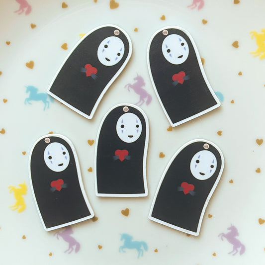 1 x No Face heart printed charm