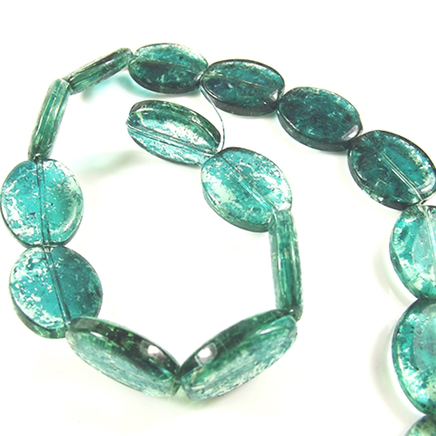 Ocean rustic/ shabby chique look oval string of glass beads