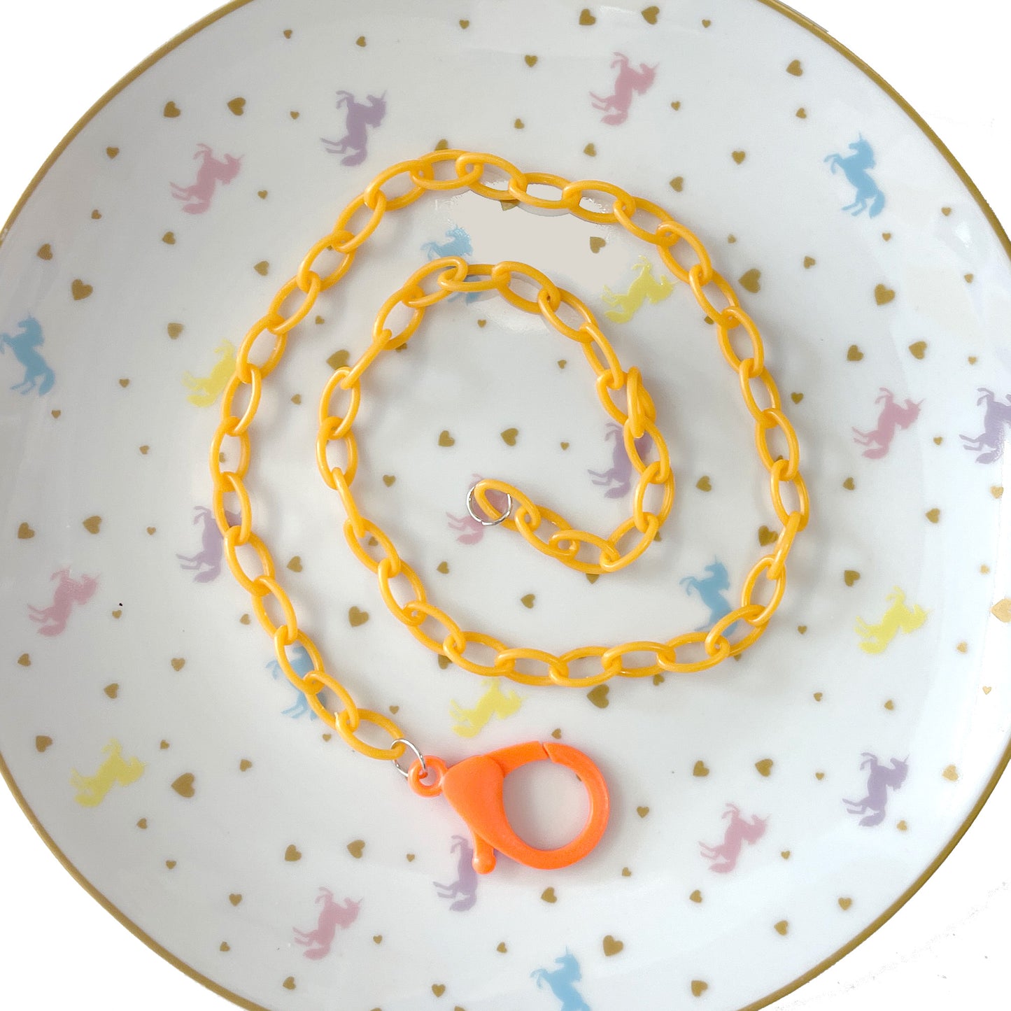 Orange plastic colour necklace chain