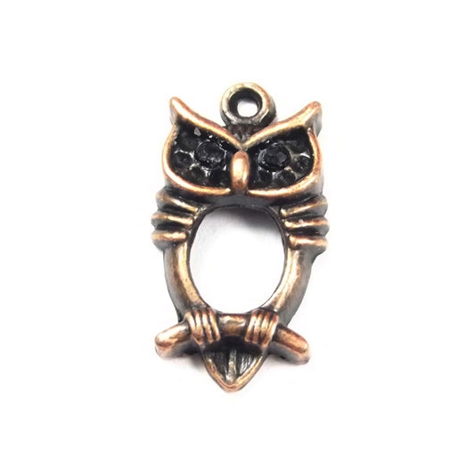 2 x Owl antique copper charm 1