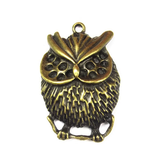 Medium owl charm 5, antique bronze