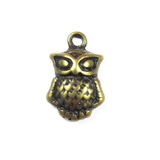 2 x Owl antique bronze charm 4