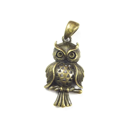 Owl antique bronze pendant