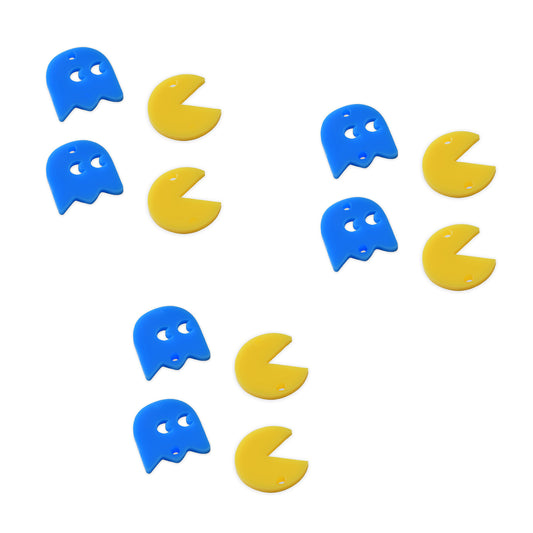 8 Pacman & ghost link shapes, 2cm