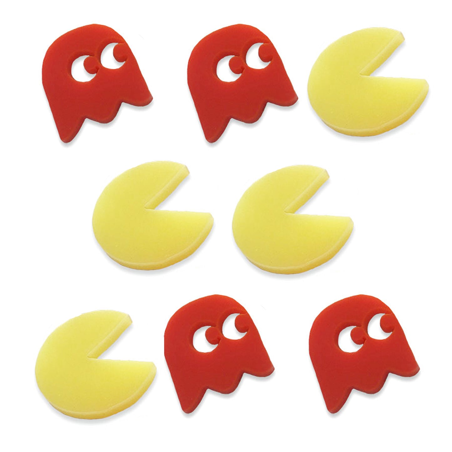 8 pacman & ghost cabochons, laser cut