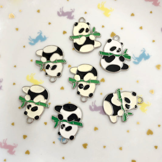 Panda and bamboo enamel charm