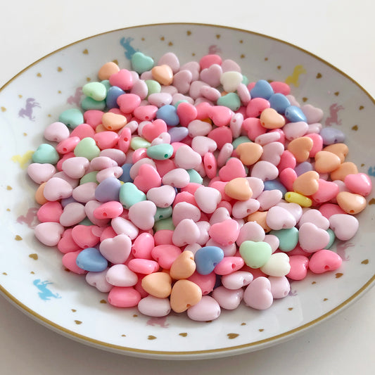 20 puffy pastel heart beads