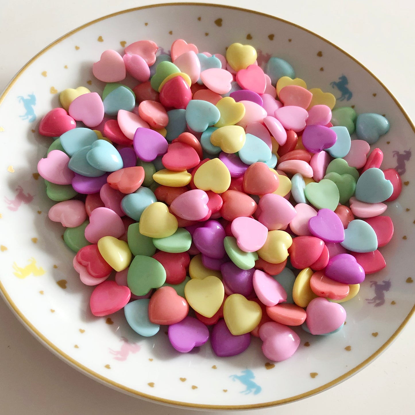 20 puffy pastel heart cabochons, 16mm