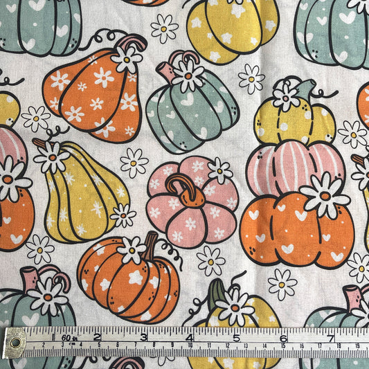 Pastel pumpkins 100% cotton fabric