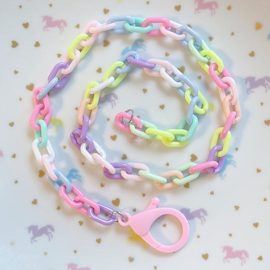 Rainbow pastel plastic colour necklace chain