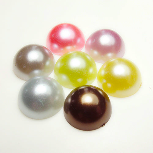 Bag of Plastic pearl cabochons, B GRADE