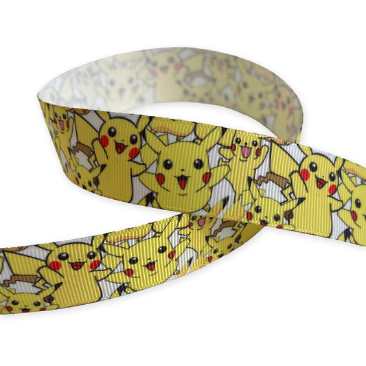 Pikachu grosgrain ribbon, 1 metre x 2.5cm