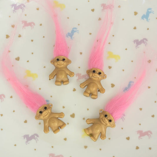 2pcs Pink hair troll charms