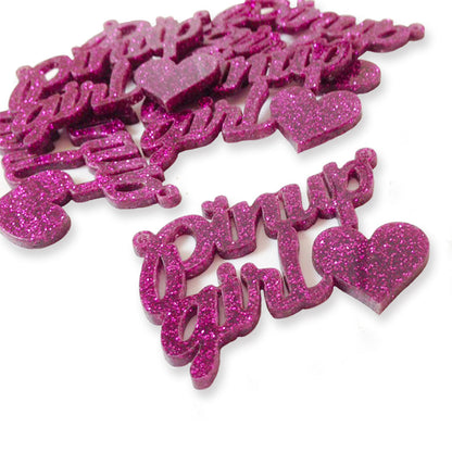 Pinup girl laser cut word charm