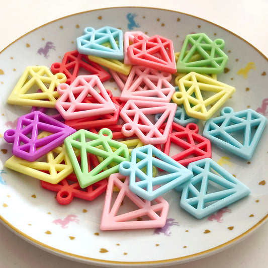 10 large 3D pastel diamond charms.