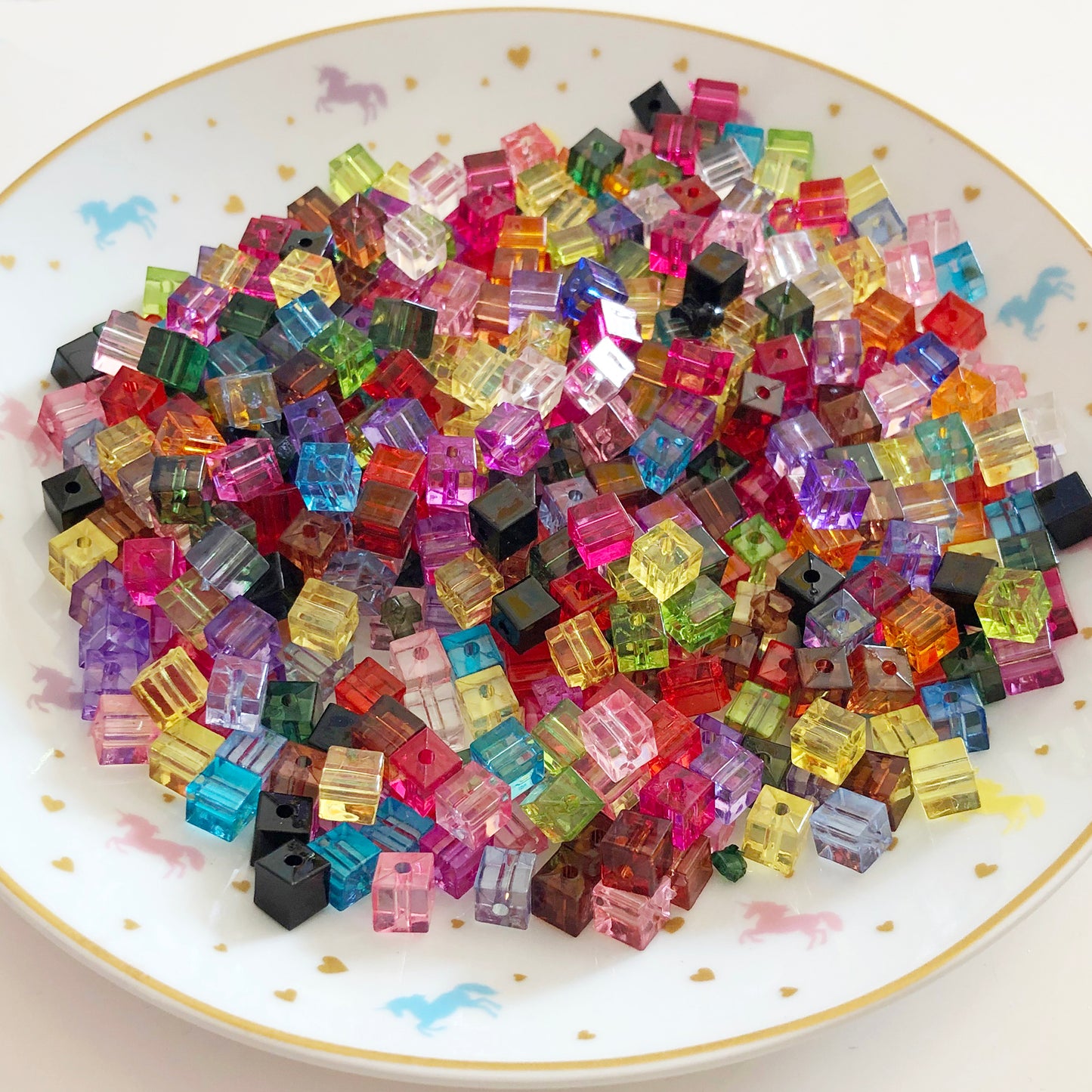 20 acrylic transparent cube beads