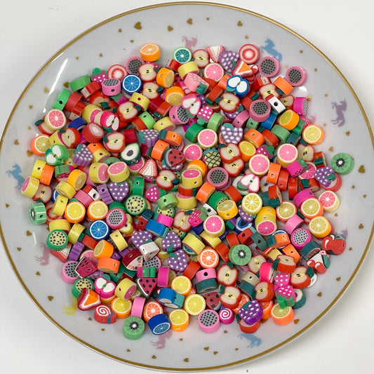 50 polymer clay fruit beads