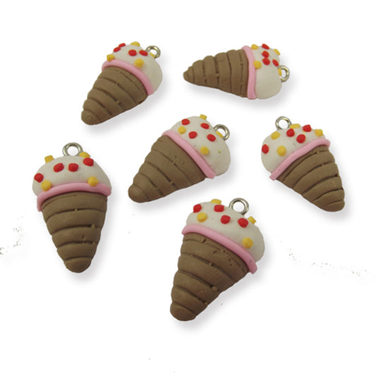 4 icecream with sprinkles hand made polymer clay charms