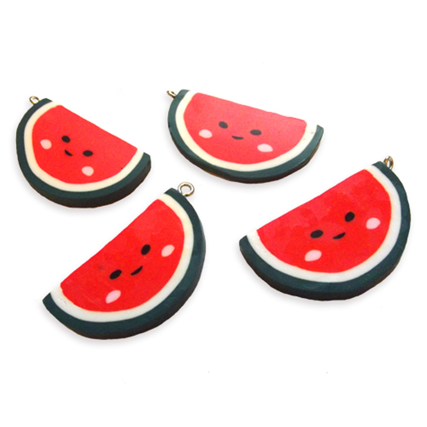 4 watermelon polymer clay charms