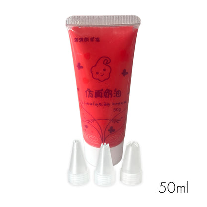 50ml Pomegranate Red decoden cream tube, with 3 icing tips