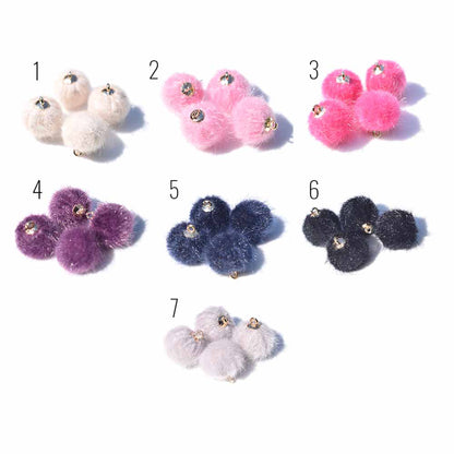 Fluffy pompom charm, gold colour loop, CHOOSE COLOURS!