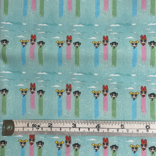 Powerpuff Girls, blue sky 100% cotton fabric