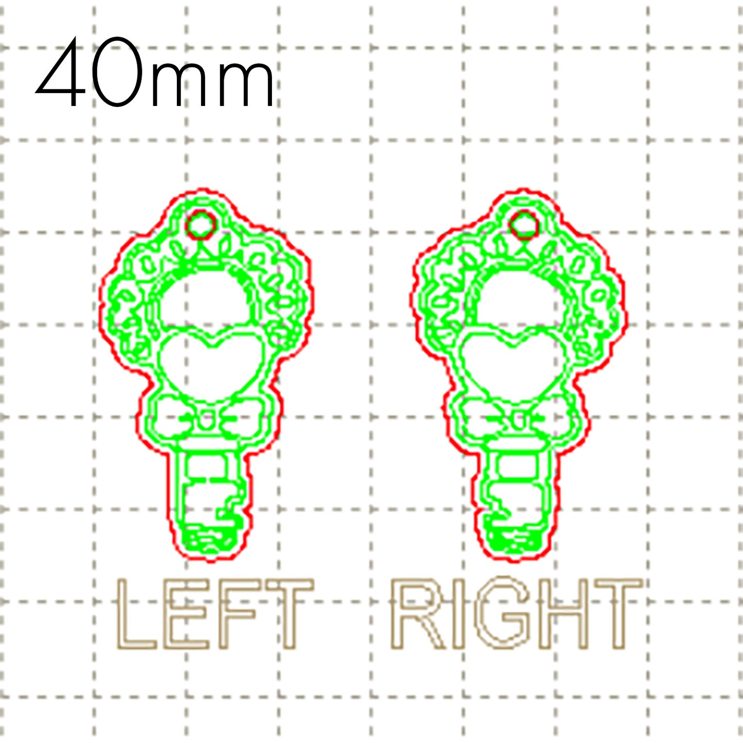 *RS*C* 40mm Heart key charm, ENGRAVED