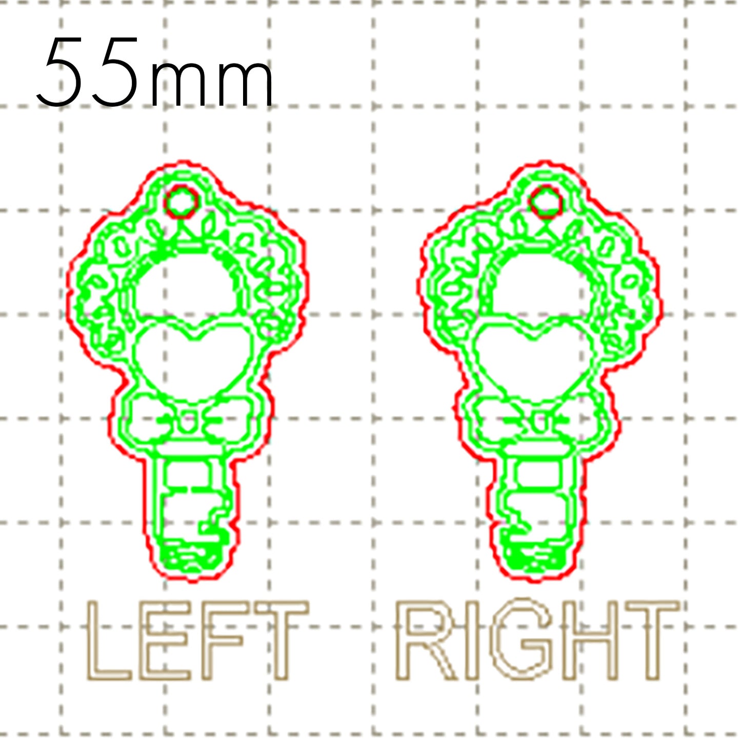 *RS*C* 55mm Heart key charm, ENGRAVED