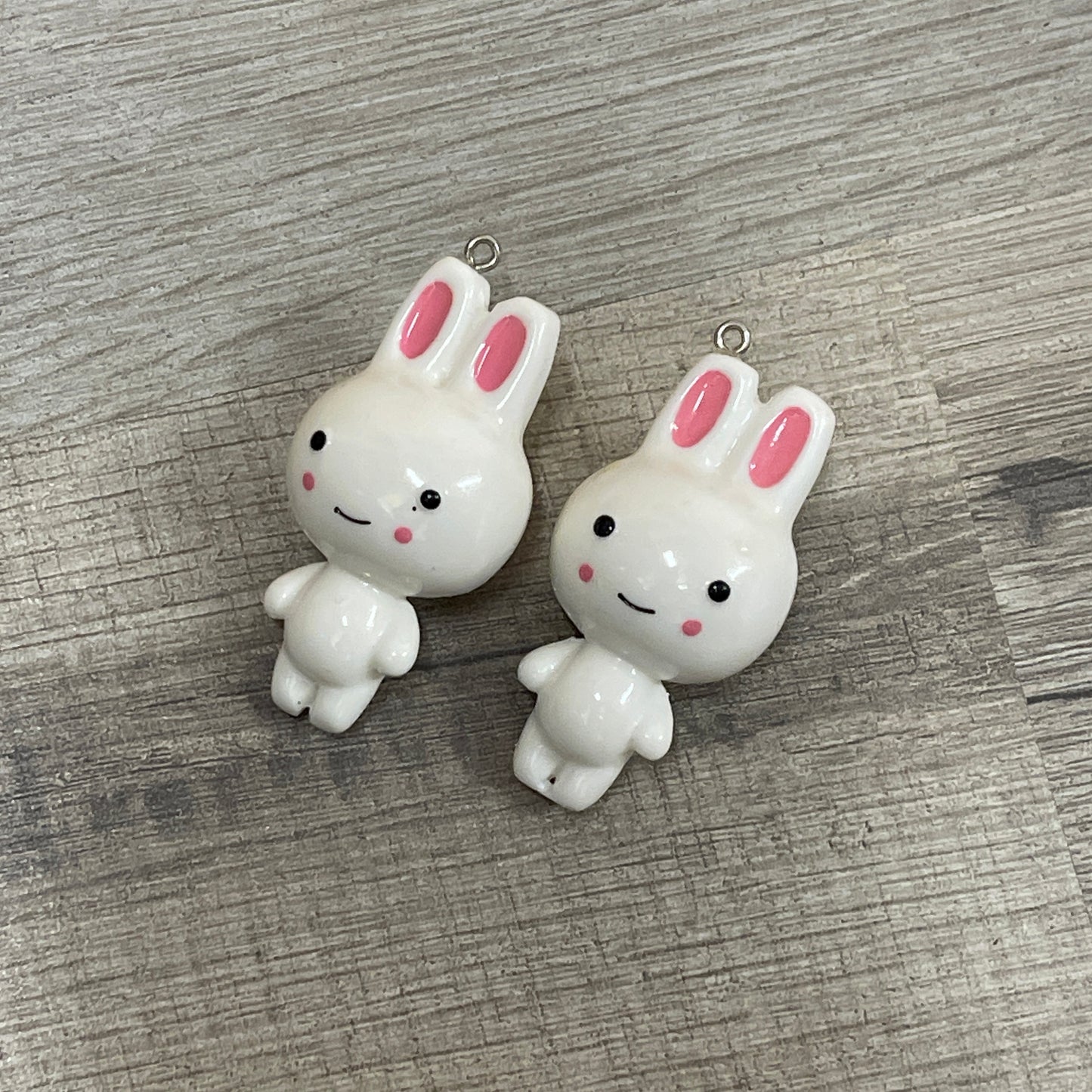 2 x Rabbit large resin charms