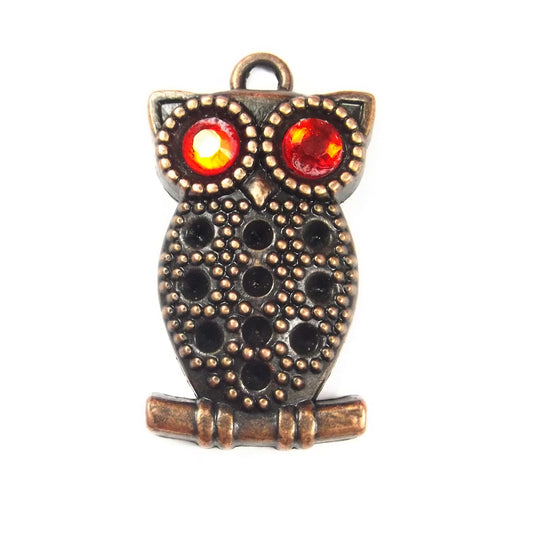 2 x Owl antique copper charm 4