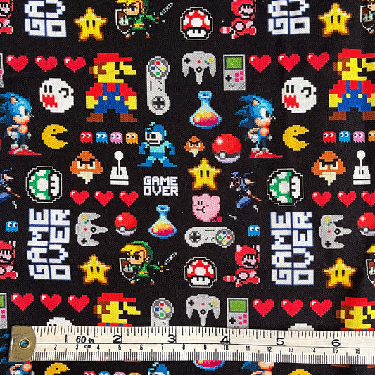 Retro Gaming pixel print 100% cotton fabric
