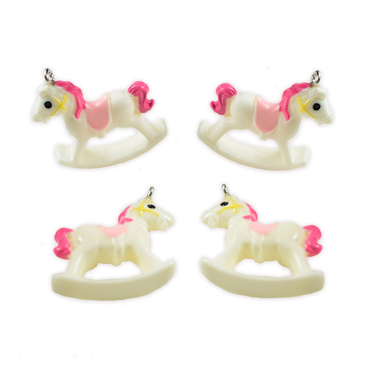 4 3D Rocking horse resin charms