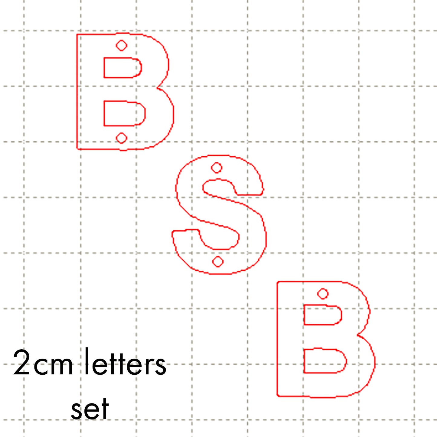 *SD*C* BSB letter set, 2cm charms (Vertical)