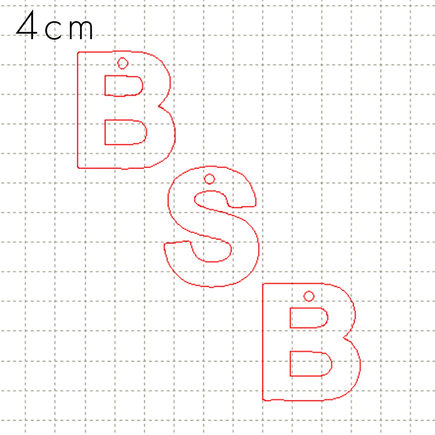 *SD*C* BSB (Necklace) letter set, 4cm charms (Horizontal)