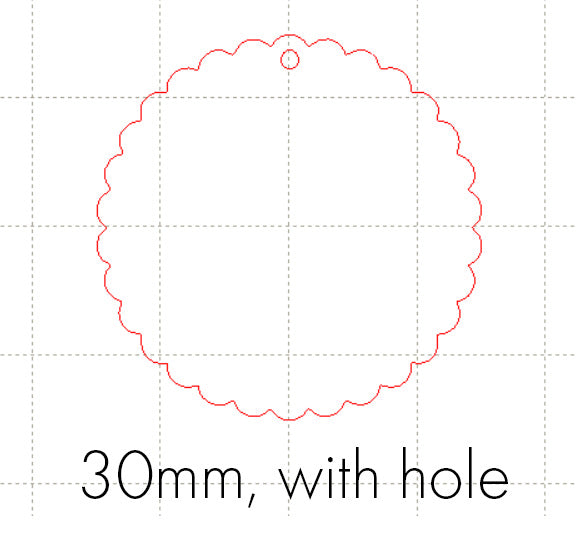 *SW*C* 30mm scalloped circle, WITH HOLE